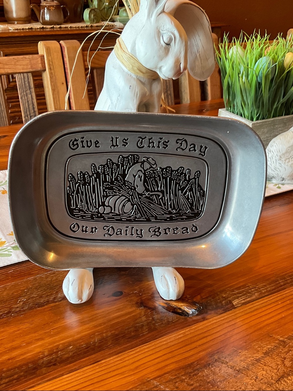 Wilton Armetale  'Give Us This Day Our Daily Bread' Decorative Bread Tray - Gray